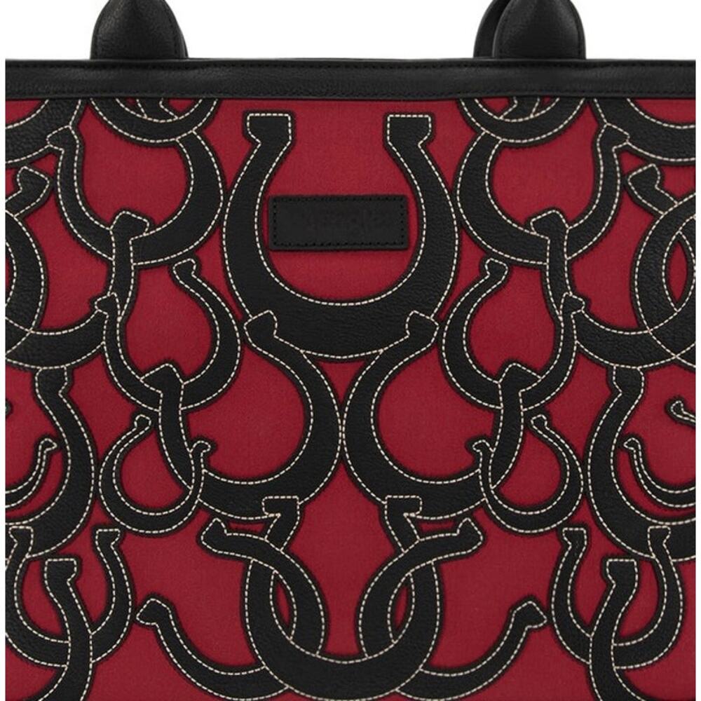 Wrangler Horseshoe Cutout Carry-All Large Tote Bag - Red - Picture 5 of 6